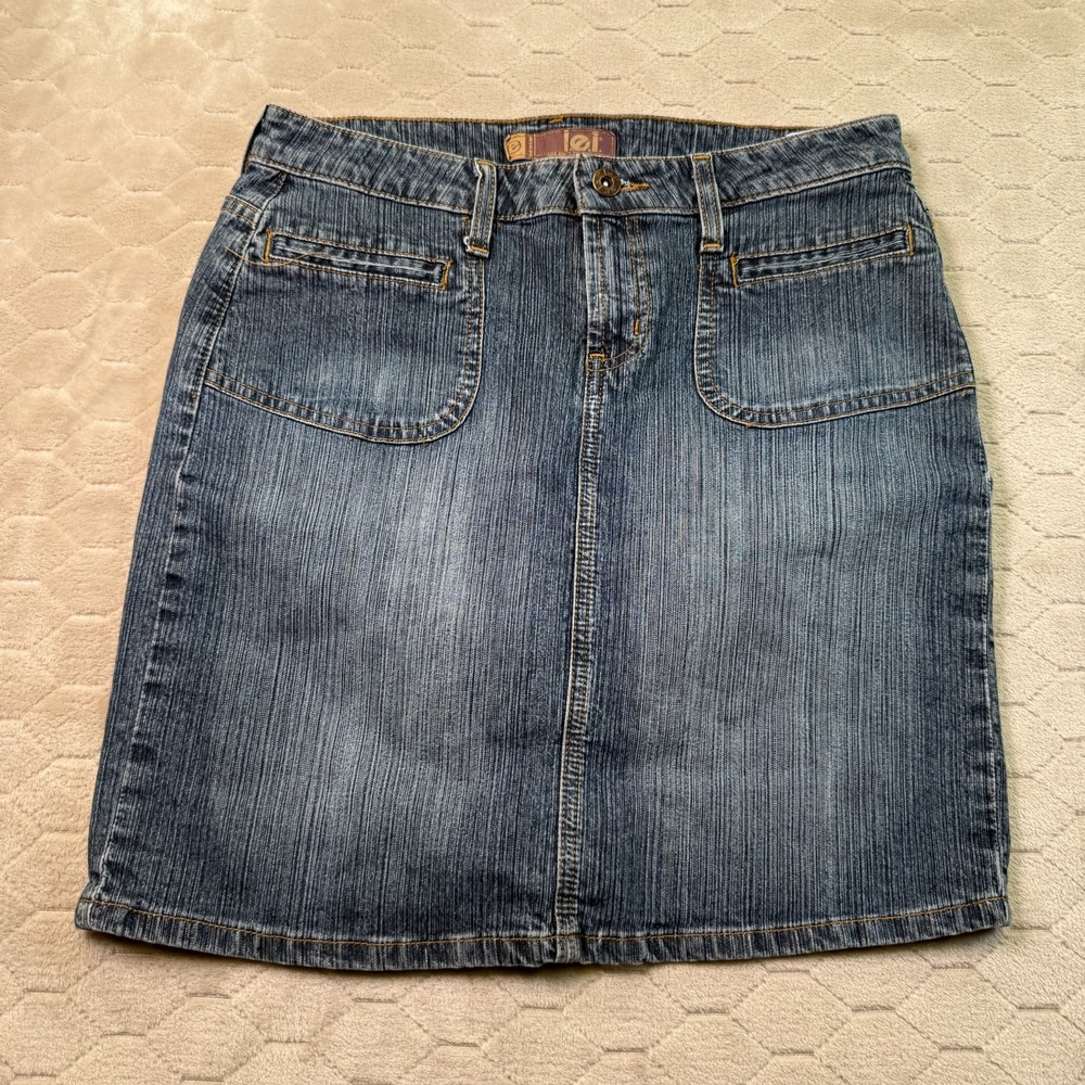 Vintage Y2K Low Rise Mini Denim Jean Skirt Size 5 Retro Festival Wear Cute
